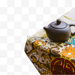 古朴中国风图片_中国风的古朴茶壶绣花桌垫