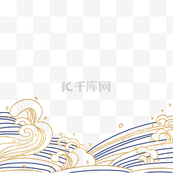 日式和风装饰图案图片_海浪蓝色日系风格插画