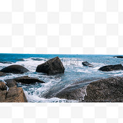 青岛大海海边礁石