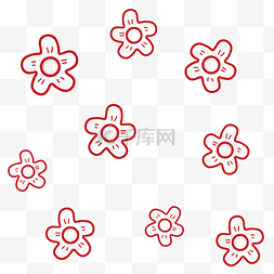 手绘小红花花朵简笔底纹