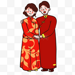 中式新婚恩爱夫妻