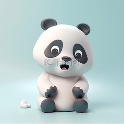 卡通熊猫3d图片_3D立体黏土动物可爱卡通熊猫