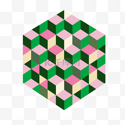 简约立方体图片_绿色抽象几何立方体