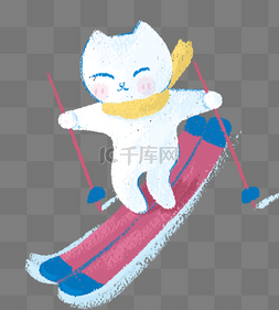 冬天滑雪猫咪