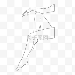 未知艺术家图片_性感美女双腿轮廓艺术线条画