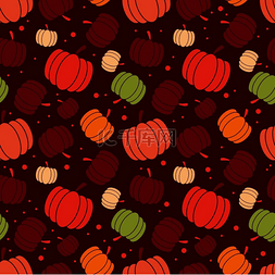 感恩节字体设计图片_感恩节和秋季无缝图案与南瓜，色