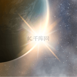 日出日光图片_银河星球亮白色宇宙日出光效