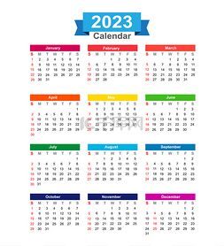 矢量2023图片_2023 年的日历上白色背景矢量说明