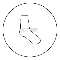 袜图标图片_圆圈轮廓矢量图中的袜子图标黑色