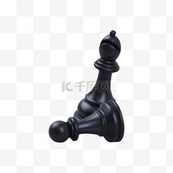 黑白象棋棋子图片_两个棋子黑色简洁国际象棋