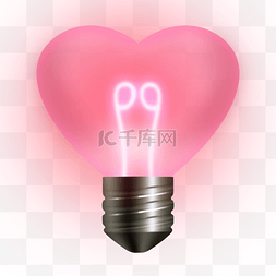 粉色爱心形状光效创意灯泡