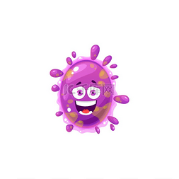 可爱眼睛符号图片_卡通病毒细胞载体图标可爱的紫色