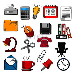 咖啡文件夹图片_商业和办公用品图标，包括灯泡和