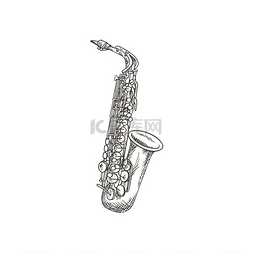 爵士乐素材图片_单簧管或萨克斯管独立乐器草图矢