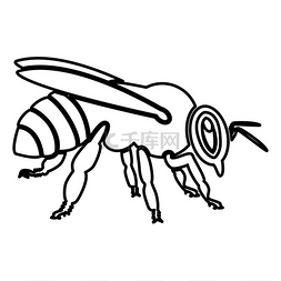 蜜蜂图标黑色矢量插图平面样式轮