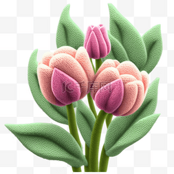 毛线针织花朵粉色郁金香