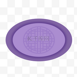 韩国传统花纹蓝紫色椭圆图形