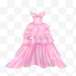 婚纱衣服素材图片_粉色百合褶皱束腰连衣长裙
