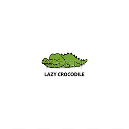 懒惰鳄鱼睡眠图标, 标志设计, 矢