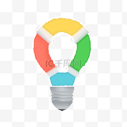 创意灯泡绿色图片_信息图撕纸灯泡立体彩色