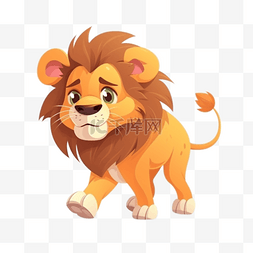 卡通可爱元素动物免抠狮子
