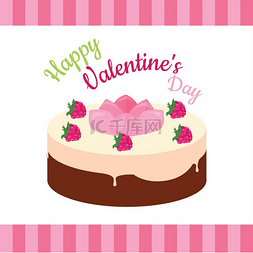 生日蛋糕蛋糕图标图片_孤立的草莓情人节快乐蛋糕。孤立