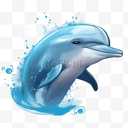 卡通手绘可爱海豚图片_海豚扁平插画手绘免抠元素