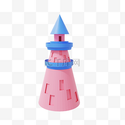 建筑粉色图片_3DC4D立体建筑塔楼