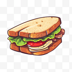 饭团三明治图片_扁平插画手绘免抠元素三明治
