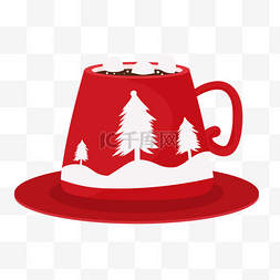 咖啡杯抽象图图片_咖啡树林白色红色图片绘画创意
