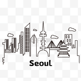 韩国首尔城市天际线线条远景风景