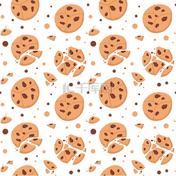 燕麦片背景图片_巧克力饼干图案带有巧克力片和面