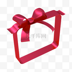 有彩带的礼盒图片_3d红色丝带节日蝴蝶结