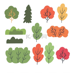 11月你好图片_秋天不同颜色的树木和灌木。