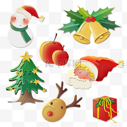 圣诞树logo图片_圣诞圣诞节装饰套图贴纸