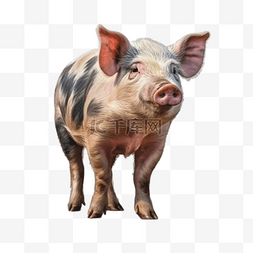 卡通动物插画猪图片_卡通手绘动物小花猪