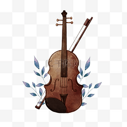 水彩乐器图片_水彩小提琴植物装饰
