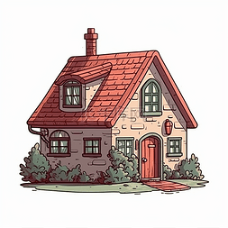 一座房子图片_一座卡通漫画风房子