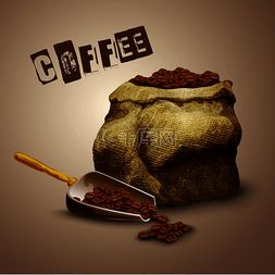 咖啡海报咖啡海报图片_带有烤香咖啡豆海报矢量插图的粗