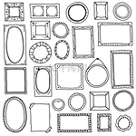 涂鸦相框手绘方形椭圆形画框剪贴簿上潦草的日记边框回溯矢量绘制孤立框架涂鸦相框手绘方形椭圆形画框剪贴簿上潦草的日记边框复古素描