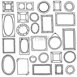 边框画框相框图片_涂鸦相框手绘方形椭圆形画框剪贴