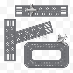 飞机跑道图片_飞机跑道卡通风格交通运输灰色