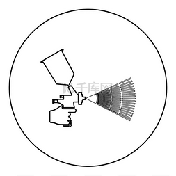 工具喷枪图片_绘画工具在手图标在圆圈黑色矢量