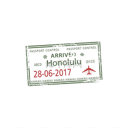 移民模板图片_火奴鲁鲁签证盖章抵达夏威夷护照