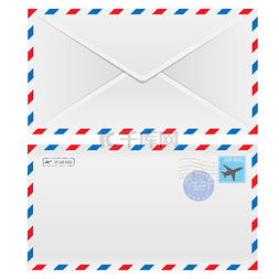 白色信封手绘图片_航空邮件信封
