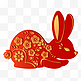 红色兔子立体剪纸装饰