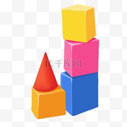 积木彩色方块形状卡通婴儿玩具
