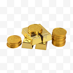 硬币摆饰金块货币金币堆