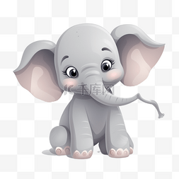 大象可爱卡通动物图片_卡通可爱小动物元素手绘大象