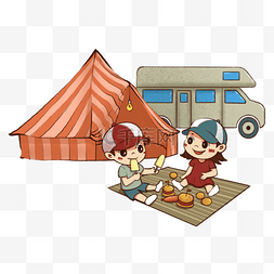 野营搭帐篷房车露营旅游